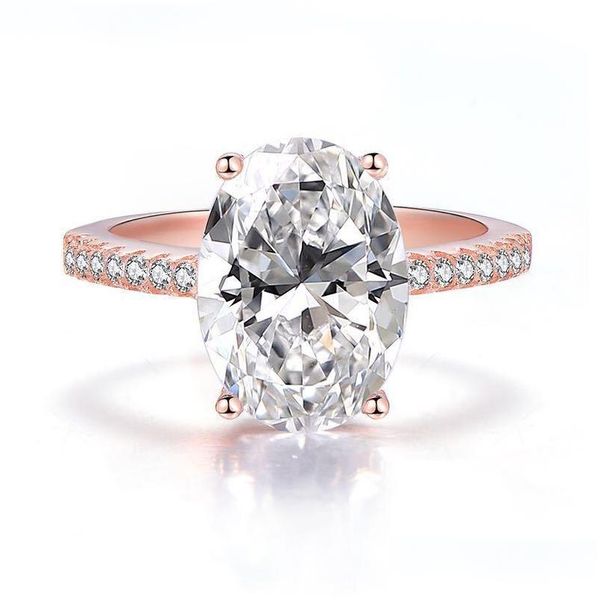 Кольцо-пасьянс Oevas Classic, 100% стерлингового серебра 925 пробы, 9 карат, овальный драгоценный камень, муассанит, свадебное обручальное кольцо, ювелирное изделие, подарок W Dhabt