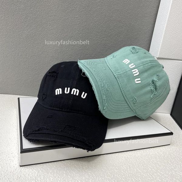 Miui Miui Top Designer Hut Frauen Baseball Kappe Männer Hut Sommer Sonnenhut Retro Casquette Klassische Flut Loch Jean Ball Caps Qualität weibliche Motorhaube Luxus Polo Hut Großhandel