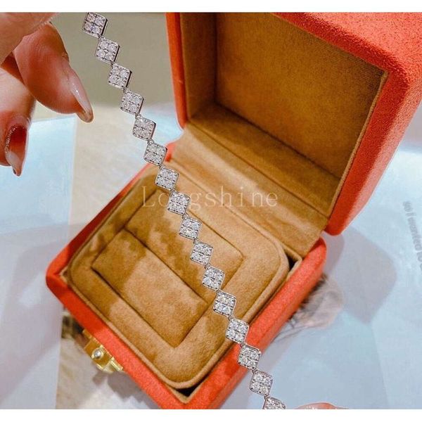2022 Nuovo braccialetto con diamanti bianchi dal design a forma di rombo color oro