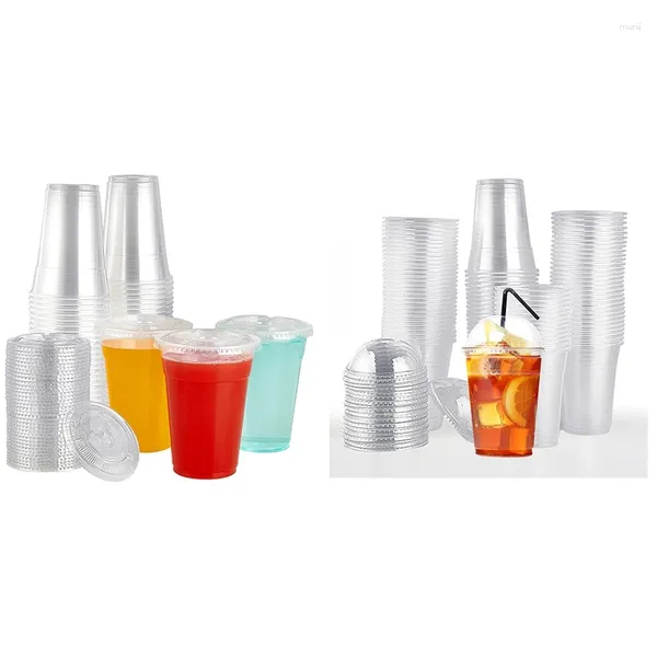 Copos descartáveis canudos plástico transparente com tampas entalhadas parfait para sorvete café bebidas festa de frutas