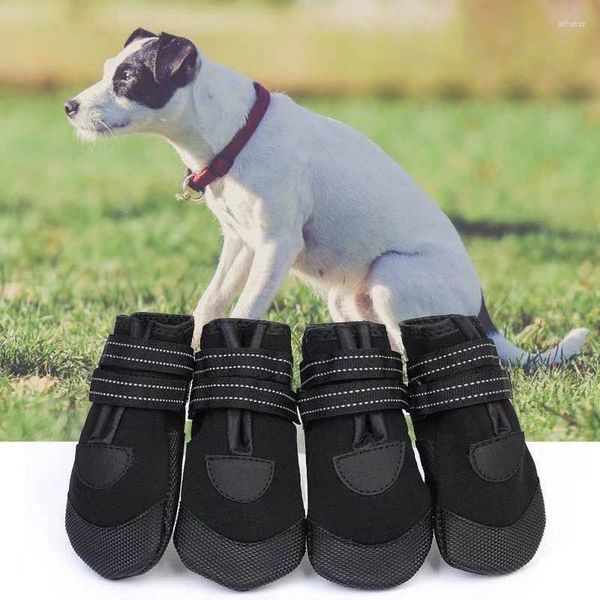 Cão vestuário sapatos de inverno reflexivo com pelúcia quente antiderrapante impermeável pet botas gato lazer esportes 4pcs terno animais de estimação suprimentos