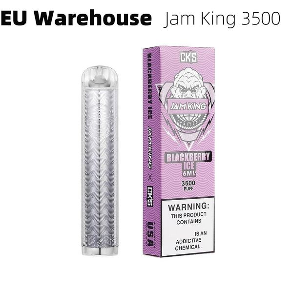 UE Estoque Cigarro Eletrônico Vape Jam King 3500 Puffs 6ml Suco 12 Sabores Pods Descartáveis Vape Pen Crystal Vapers 20mg 30mg 50mg Nic 650mAh Bateria Recarregável
