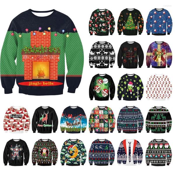 Suéter masculino feio camisola de natal jingle bell lanterna casais outono engraçado jumpers tops vestido de férias casa solta mulheres homens natal