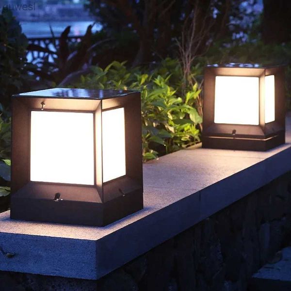 Lâmpadas de gramado 220V Cubo Quadrado Moderno LED Pilar Lâmpada Ao Ar Livre À Prova D 'Água Paisagem Coluna Lâmpada Villa Jardim Pátio Luzes Do Gramado YQ240116