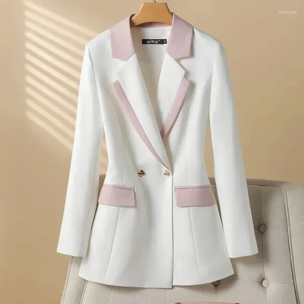 Ternos femininos 2024 primavera outono blazer jaqueta roupas francês terno casacos coreano casaco senhora trabalho de escritório branco outerwear rfer