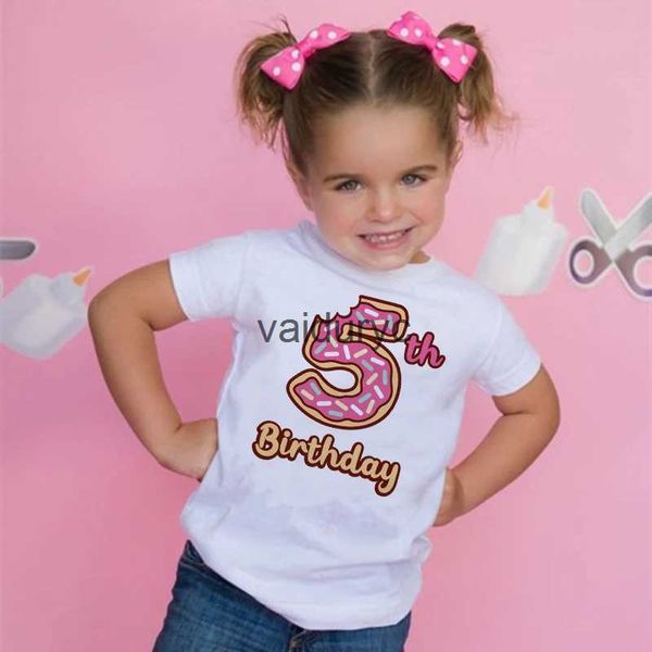 T-shirts Donut Verjaardag Nummer Shirt 1-9 Verjaardag T-Shirt Wild Tee Meisjes Party T Shirt Verjaardag Outfits Kleding Kid Gift Mode Topsvaiduryc