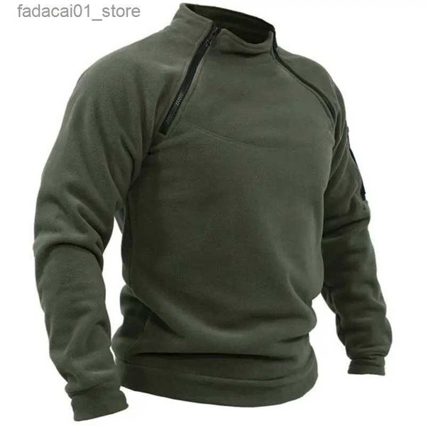 Felpe con cappuccio da uomo Felpe Giacca da esterno tattica da uomo Abbigliamento da caccia Caldo pile Cerniere Pullover Antivento Addensare Inverno Termico Cappotto termico maschileQ240116