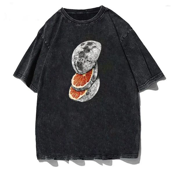 T-shirt da uomo Sliced Planet Fruit T-shirt di marca Uomo Donna Abbigliamento moda T-shirt in cotone lavato estivo T-shirt oversize allentata Hip Hop