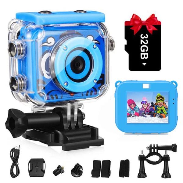 Telecamere Action Camera impermeabile 1080P HD Fotocamera digitale per bambini Sport all'aria aperta DV Casco da bici Fotocamera per bambini Action Cam subacquea