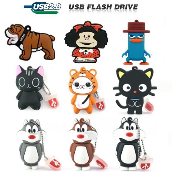 Unidades flash usb 32gb unidade flash usb dos desenhos animados gatinho bonito 4gb 8gb u disco 16g animal gato preto 64g 128g 256g memória vara presente criativo pen drive