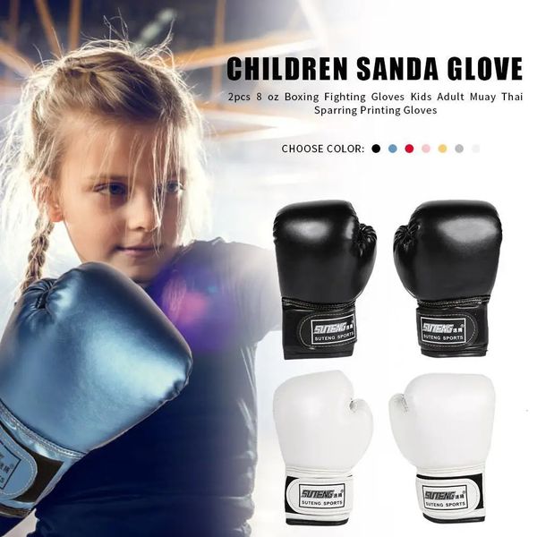2 Stück Muay Thai Wettkampfhandschuh PU-Leder Schwamm Boxtrainingshandschuhe Professionell atmungsaktiv für Kinder für Kindertraining240115