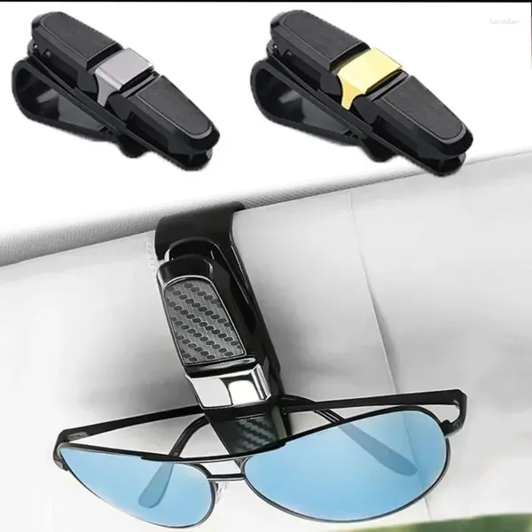 Accessori interni Auto in fibra di carbonio Occhiali Clip Styling Visiera parasole regolabile a 180 gradi Porta occhiali da sole Chiusura automatica per biglietti