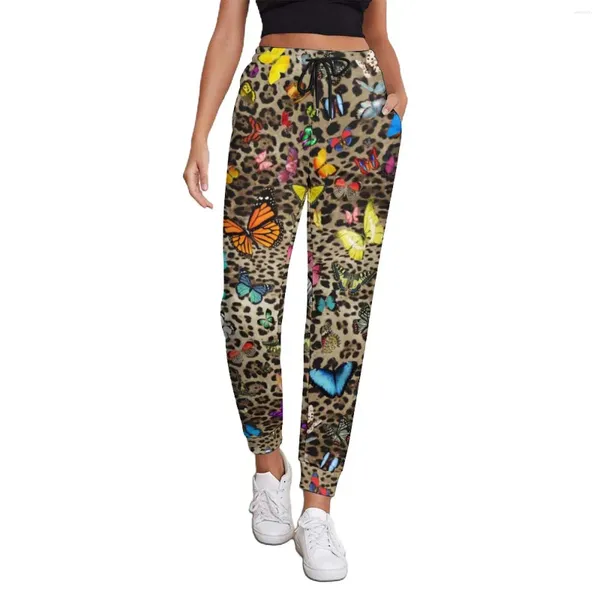 Damenhose Leopard Schmetterling Baggy Animal Print Schmetterlinge Street Style Jogger Frühling Damen Vintage Grafik Große Größe Hose Geschenk