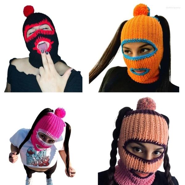 Boinas Halloween Balaclava Knit Beanie Hat Neck Warmer Festa Férias Inverno