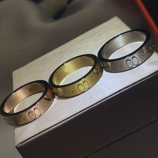 2021 novo casal anéis de banda ouro rosa platina três cores disponíveis moda festa casamento simples jóias unisex283v