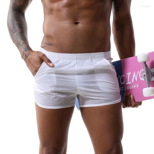 Cuecas Vankaz Homens Briefs Juventude Low Rise Sexy Boxers Home Shorts Poliéster Secagem Rápida Bolso Duplo Setas Calças