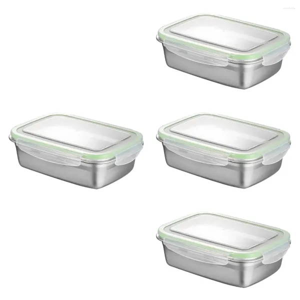 Tischgeschirr 4PCS Edelstahl Lunchbox -Box Versiegelung Schlitzerarmisolierbehälter für Home Office (Grün 350 ml)