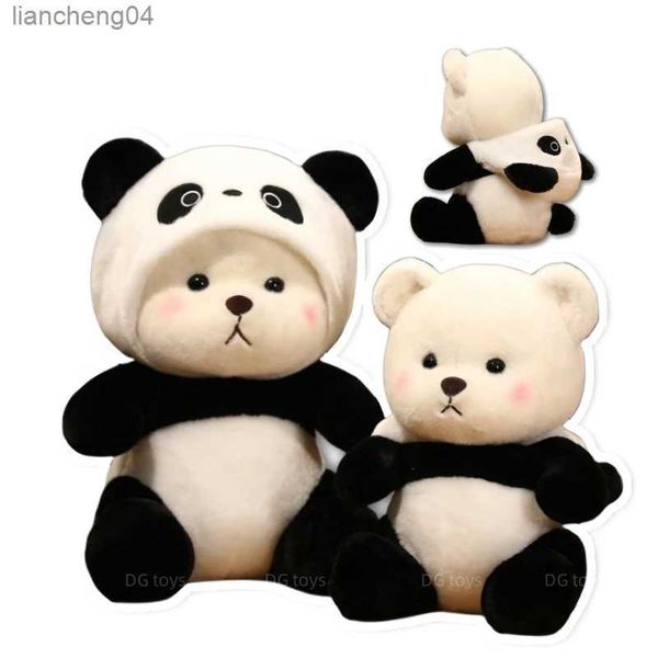 Animali di peluche ripieni 25-60 cm Orsacchiotto gigante Cosplay Panda Dinosauro Pulcino Coniglietto Maiale Kawaii Con cappuccio Animali dei cartoni animati Peluche Cuscino Sit Compleanno per bambini