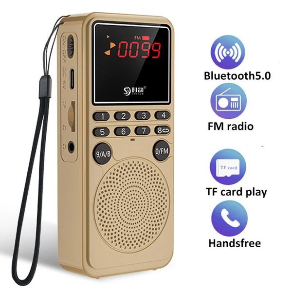 Palestrantes mini fm rádio portátil bluetooth 5.0 gestora de alto -falante tocador de música estéreo suporta Handsfree tf cartão auxiliar de canal automático pesquisa de canal