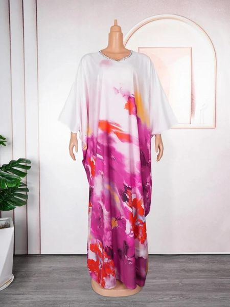 Ethnische Kleidung Plus Size Afrikanische Kleidung für Frauen Sommer Mode Abayas Robe Eleganter Druck Boubou Kleid Kaftan Abend Party Lange Kleider