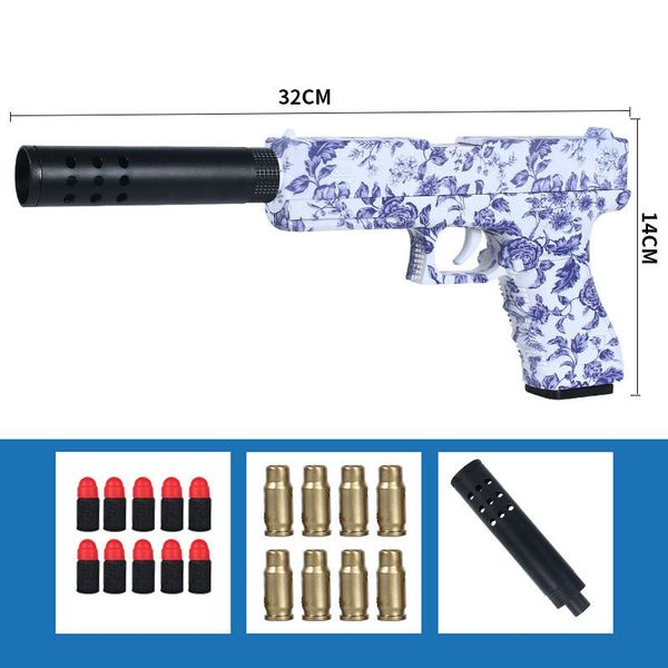 M1911 EVA Soft Bullet Espuma Dardos Blaster Pistola de Brinquedo Manual Tiro Lançador Rosa Com Silenciador Para Crianças Crianças Meninos Presentes de Aniversário-P