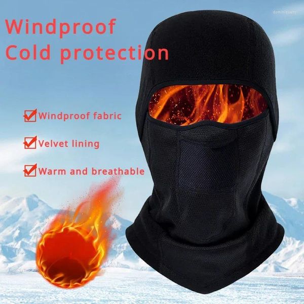 Береты, зимняя лыжная маска, ветрозащитная защита от холода, Балаклава, теплая дышащая, мягкая флисовая мужская мотоциклетная маска для лица, черный цвет