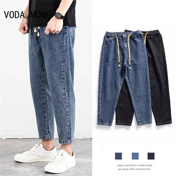 Spring Summer maschile jeans cotone denim hip hop slack joggers joggers streetwear pantaloni blu magri hombre harem pantaloni uomini s-3xl 240116