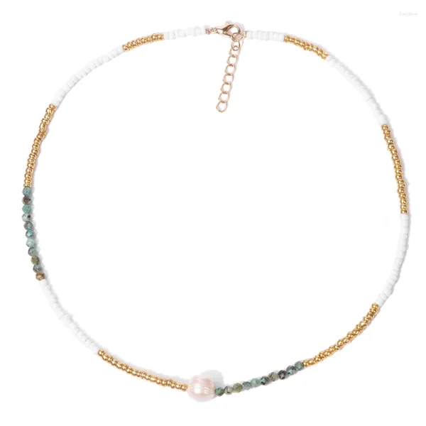 Anhänger Halsketten Elegante Perle Afrikanische Howlith Perlen Gold Farbe Halsband Für Frauen Mädchen Party Schmuck