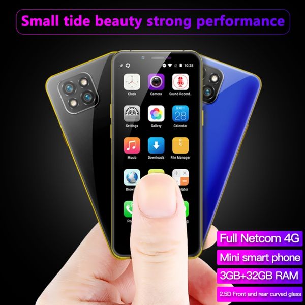 Original DY X60 Mini 3,5 polegadas Smart Cell Phone desbloqueado Face ID 4G LTE 3GB RAM 64GB ROM Android Smartphone Quad Core 1800mAh Dual SIM Cards 5.0M Câmera Pequeno Celular
