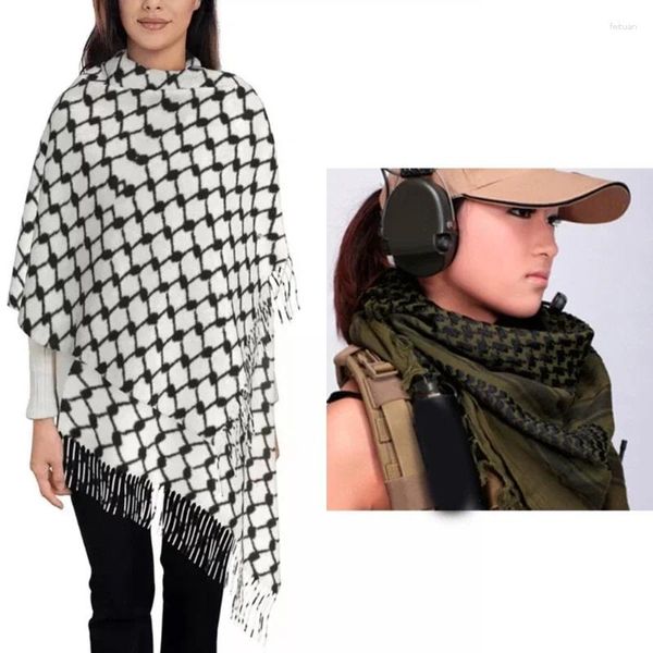 Lenços moda orações islâmicas keffiyeh para adulto respirável casual com padrão houndstooth foulard anti uv suprimentos