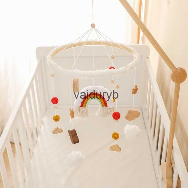 Mobiles# Baby Rassel Spielzeug 0-12 Monate Holz Weichem Filz Cartoon Regenbogen Stern Mond Hängen Bett Glocke Spielzeug Halter Halterung Kleinkind Krippe Spielzeug Giftvaiduryb