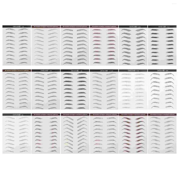 Make -up -Bürsten 18pcs Wassertransfers Aufkleber, die Augenbrauen -Tätowierungen wie Augenbrauen pflegen