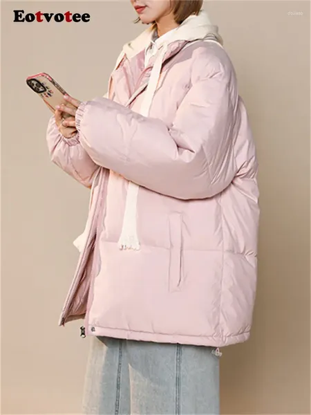 Женские плащи Eotvotee, розовое пальто большого размера, женское осень-зима 2024, корейские модные куртки Y2k, свободные женские парки на молнии с A