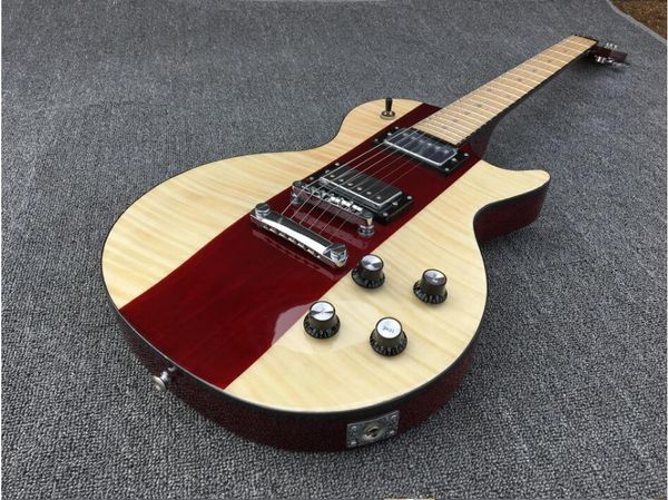 Lp Standard-E-Gitarre, Decke aus natürlichem Ahorn mit brauner Farbe, Griffbrett aus Palisander, schwarzes Binding, Chrom-Hardware, kostenloser Versand