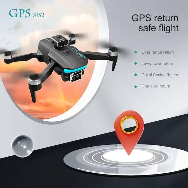 Novo S132 Pro GPS Drone HD Profissional com câmera 5G WIFI 360 ° Evitar obstáculos FPV Brushless Motor RC Quadcopter Mini Drones Presente de Natal