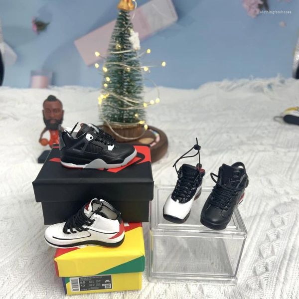 Partykleider Mini-3D-Sportschuh-Schlüsselanhänger-Set mit Sneakers, Schnürsenkeln und Box – tragbarer Schlüsselanhänger für Handys