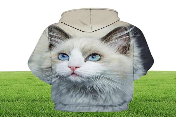 Men039s толстовки с капюшоном милый кот для мальчиков и девочек на открытом воздухе 3D-печать свитер с капюшоном с принтом домашних животных модный спортивный пуловер осень And9238113