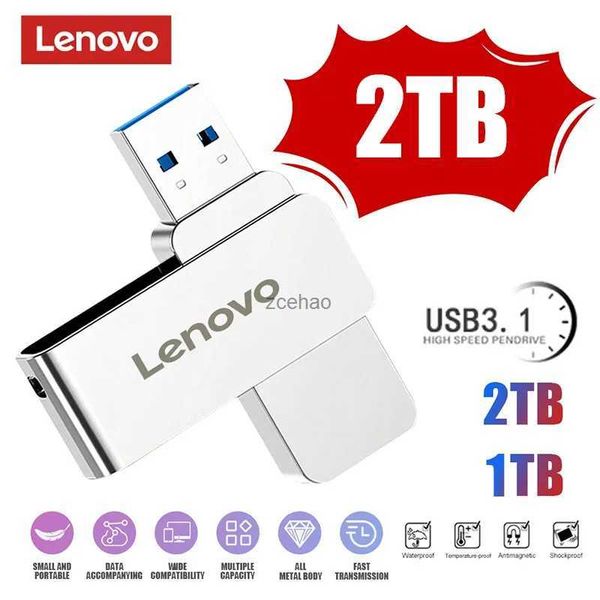 USB Flash Drives Lenovo USB 3.1 Tam Kapasite 2 TB USB Bellek Flash Sürücü 1 TB Süper Küçük Kalem Sürücüsü Yüksek Hızlı 512GB Pendrive Dizüstü bilgisayar/tablet için