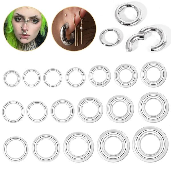 ZS 1PC Orecchino ad anello di grandi dimensioni Acciaio inossidabile 316L Calibri per orecchie Spine Punk Setto Anelli per naso 24681012G BCR Body Piercing 240115