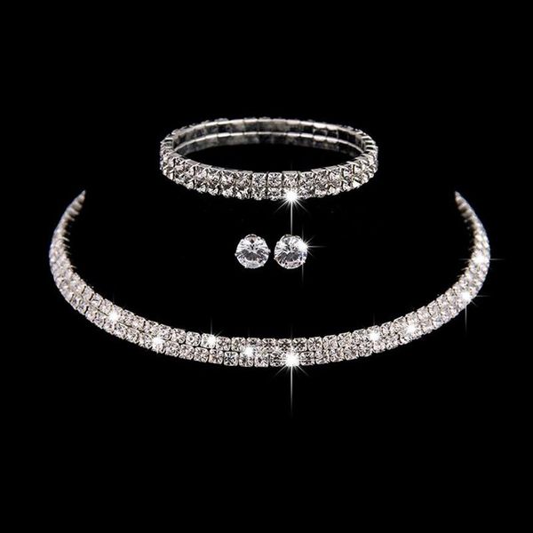 Set di tre pezzi di lusso Gioielli da sposa Collana girocollo Orecchini Bracciale Accessori per gioielli da sposa Stile di moda Fidanzamento Part295p