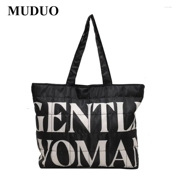 Borse da sera 2024 Borsa casual grande da donna Gentle Women Slogan Lettera inglese Stile francese Semplice minimalista Leggero Winter Carryall