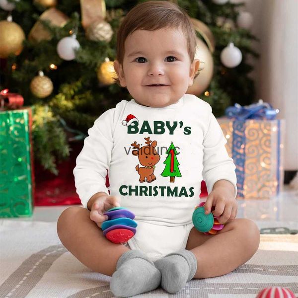 Rompers Baby's 1st Christmas Baby Body Deer Babbo Natale Abiti da neonato.