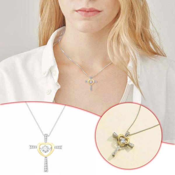 Bomboniera che salta amore con collana a croce Collane con ciondolo a forma di fiore carino francese in acciaio inossidabile per gioielli da donna con catena di clavicola di lusso