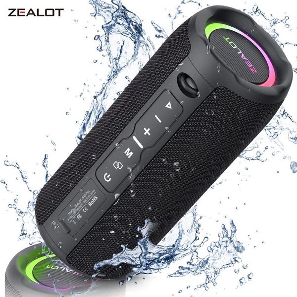 Hoparlörler Zealot S49PRO Taşınabilir Bluetooth Hoparlör 20W IPX6 Su Geçirmez, Mikro SD Kart, Oksin Fişi, 10H Oynatma Süresi, RGB Light Kablosuz Stereo