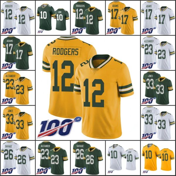 Green Baypackersmen #12 Aaron Rodgers 17 Davante Adams 26 Darnell Savage 10 Jor Dan Lovewomen Youth 100th Limited Jersey