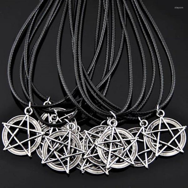 Anhänger-Halsketten, Schmuck, Großhandel, 10 Stück, coole Stern-Pentagramm-Geometrie-Anhänger-Halskette HJ10