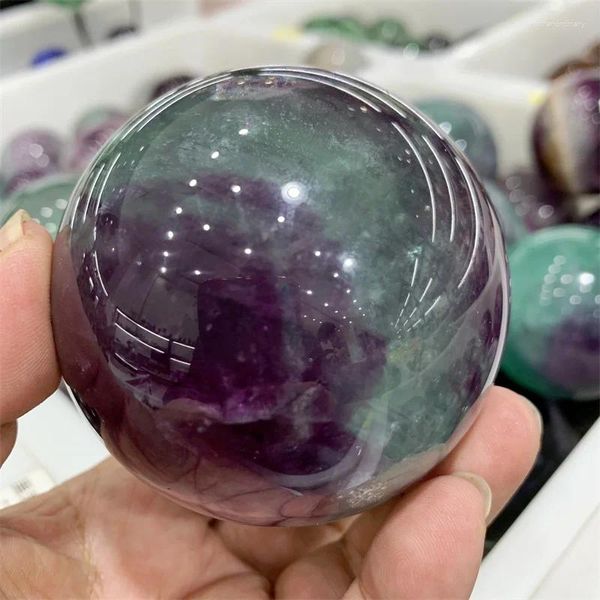 Trasportini per gatti 7CM Sfera di fluorite naturale Forza della palla Preoccuparti di Pietra Reiki Meditazione Guarigione spirituale per la decorazione domestica Regalo di un amico