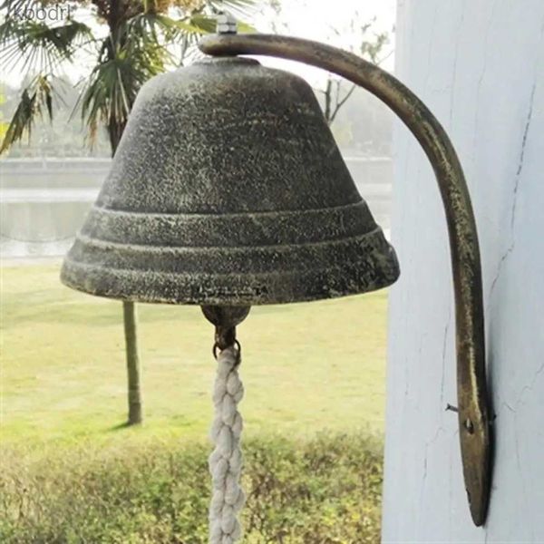 Decorações de jardim grande vintage ferro fundido campainha sino francês ferro forjado decoração de parede pingente suporte jardim varanda chocalho decoração yq240116