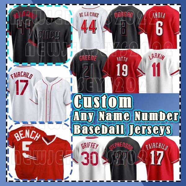 44 Elly De La Cruz Reds Baseball 5 Johnny Bench Maglie 30 Ken Griffey Jr. Jonathan India Joey Votto Barry Larkin Cincinnati Spencer Steer Alexis Diaz Hunter Greene Rose