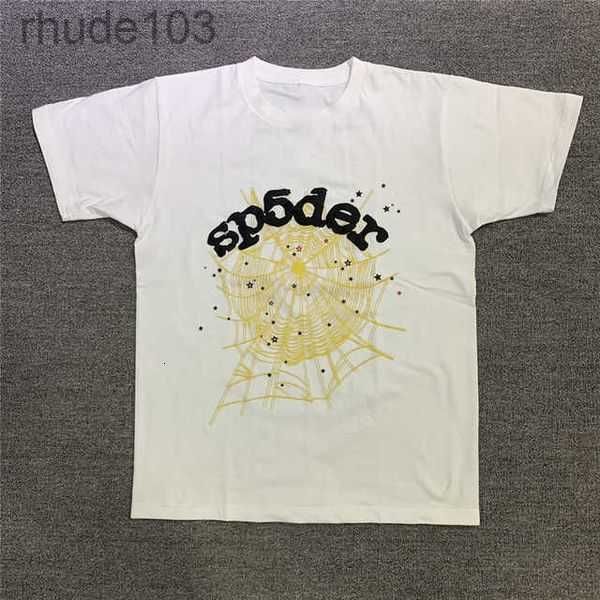 Sp5der 555555 anjo número camiseta vintage masculino solto hip hop streetwear casual gótico aranha web impressão algodão t y2k topo unisex 1d1ye ctce